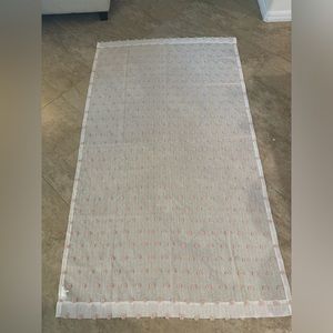 DKNY 50 x 84” Espirit Pink White Pom Pom Sheer Window Curtains Girls 2 Panels